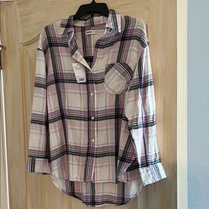 Sonoma Lavender and Black Plaid Shirt